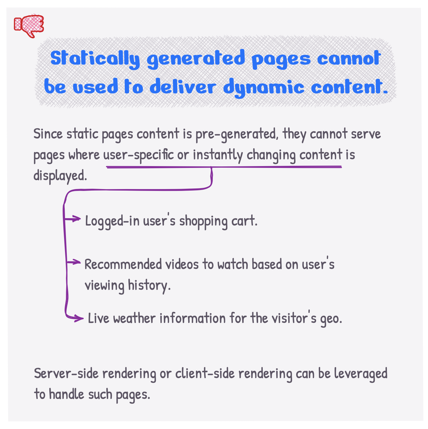 Limitations of statically generated pages